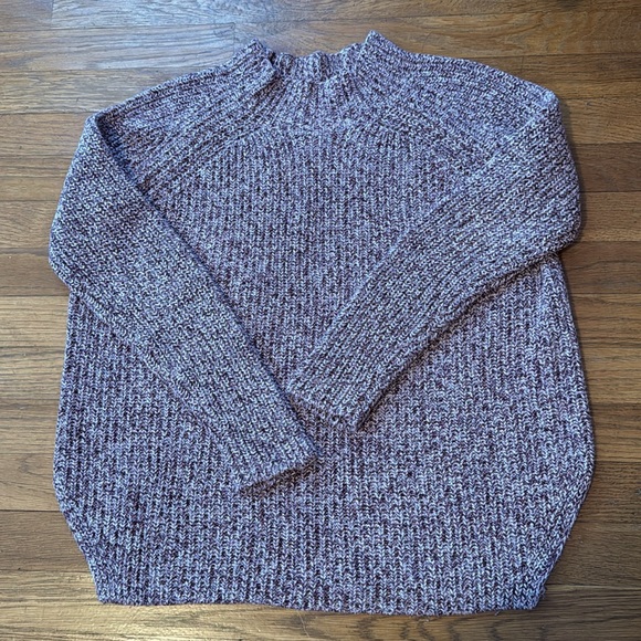 Loft maroon/white marled mock neck sweater. Size S. - Picture 3 of 10